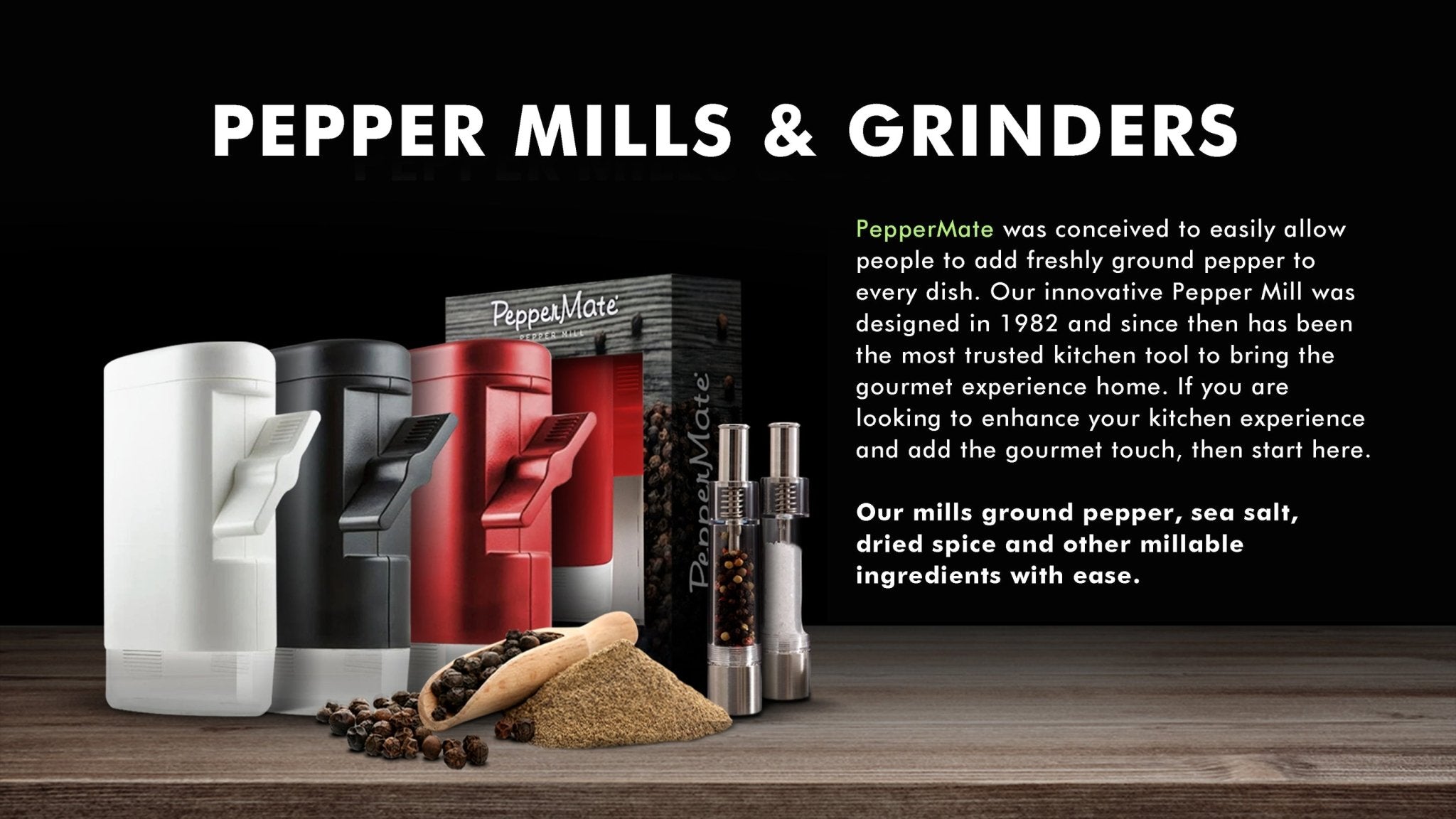 Peppermate Traditional Pepper Mill 723 - Turnkey High Volume Salt and Gourmet Peppercorn Grinder (White)